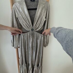 Elegant Silver Evening Dress